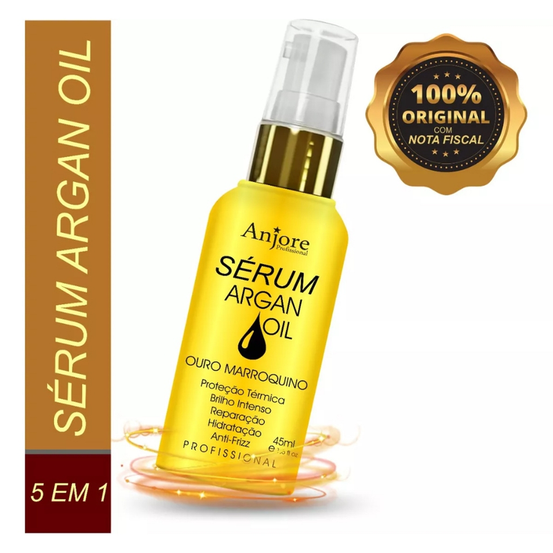 Óleo De Argan Serum Oil Reparação Anti Frizz 45ml Anjore Tratamento Profissional Pontas Duplas