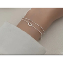 Pulseira Prata 925 com Detalhes de Coração e Bolinhas-Bracelete Delicado e Elegante