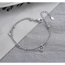 Pulseira Prata 925 com Detalhes de Coração e Bolinhas-Bracelete Delicado e Elegante